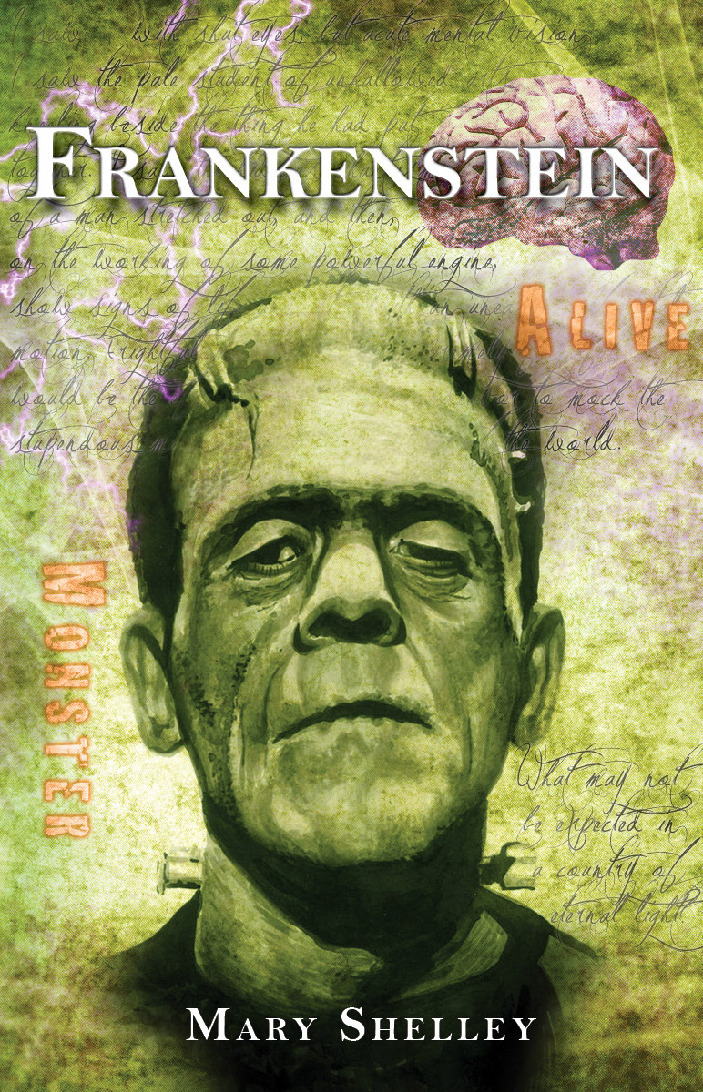 frankenstein Mary Shelley book cover redesign literature science fiction Alicia Buelow color triad monster creature alive Fallen Angel anatomy surrealism experiments Quotes