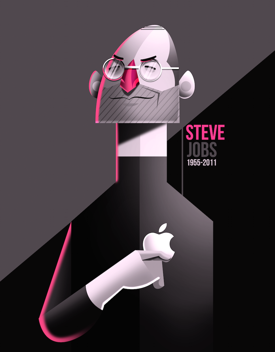 famous messi bruno mars grohl cartoon vector Steve Jobs einstein tech peluca