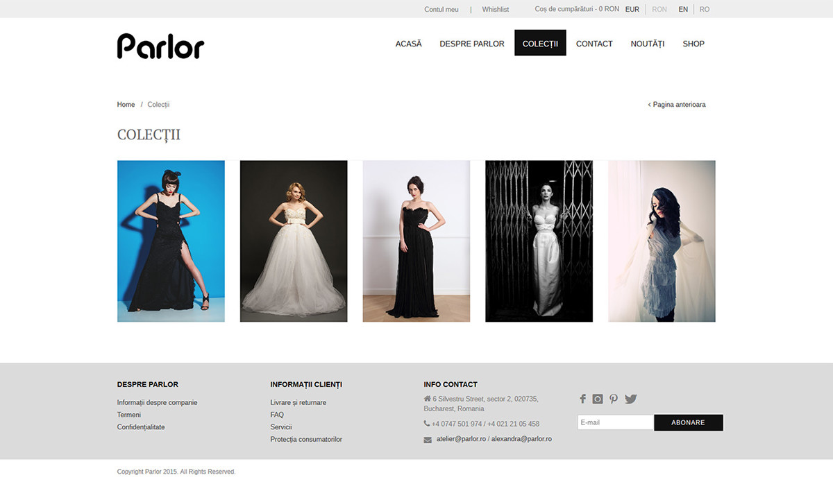 Website wordpress fashion brand Romanian Fashion pqb Fashion Store Collection parlor