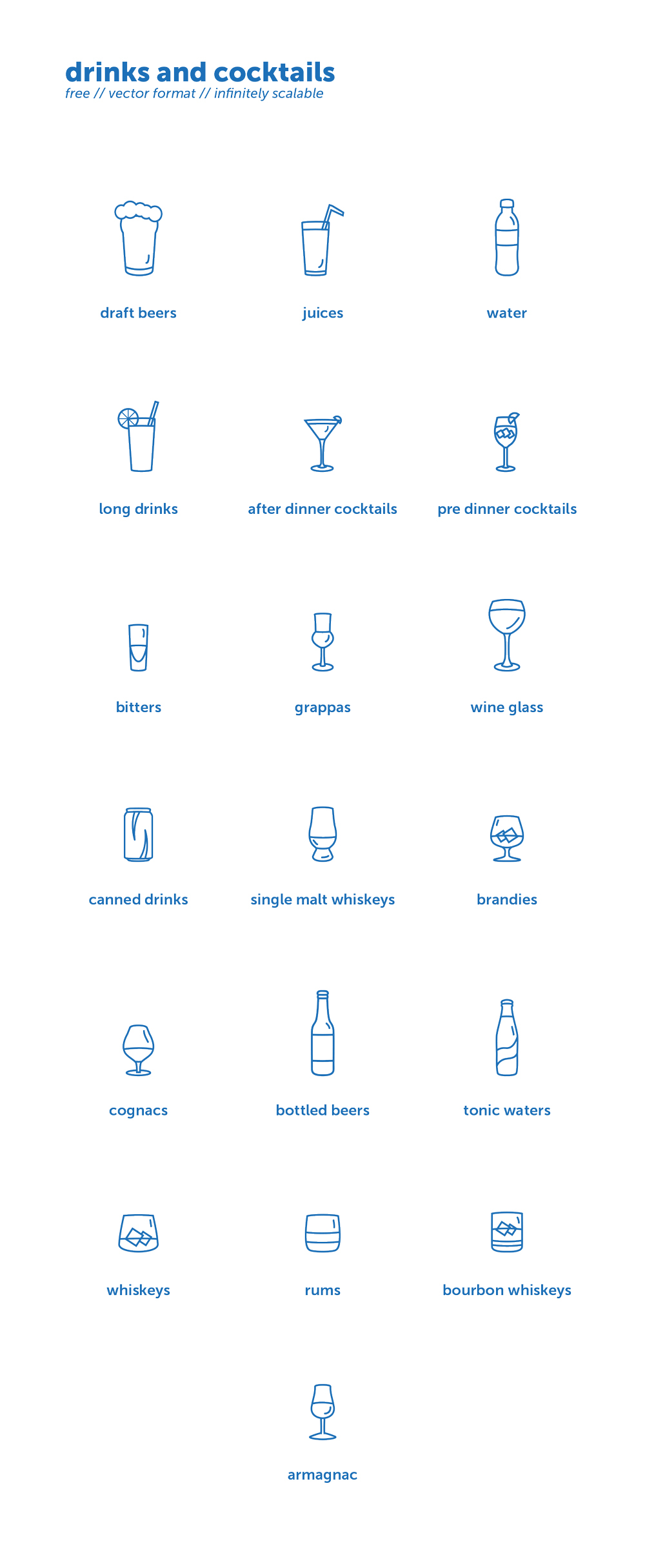 free icons set download drinks cocktails bar vector Illustrator graphic design Icon iconset flat minimal