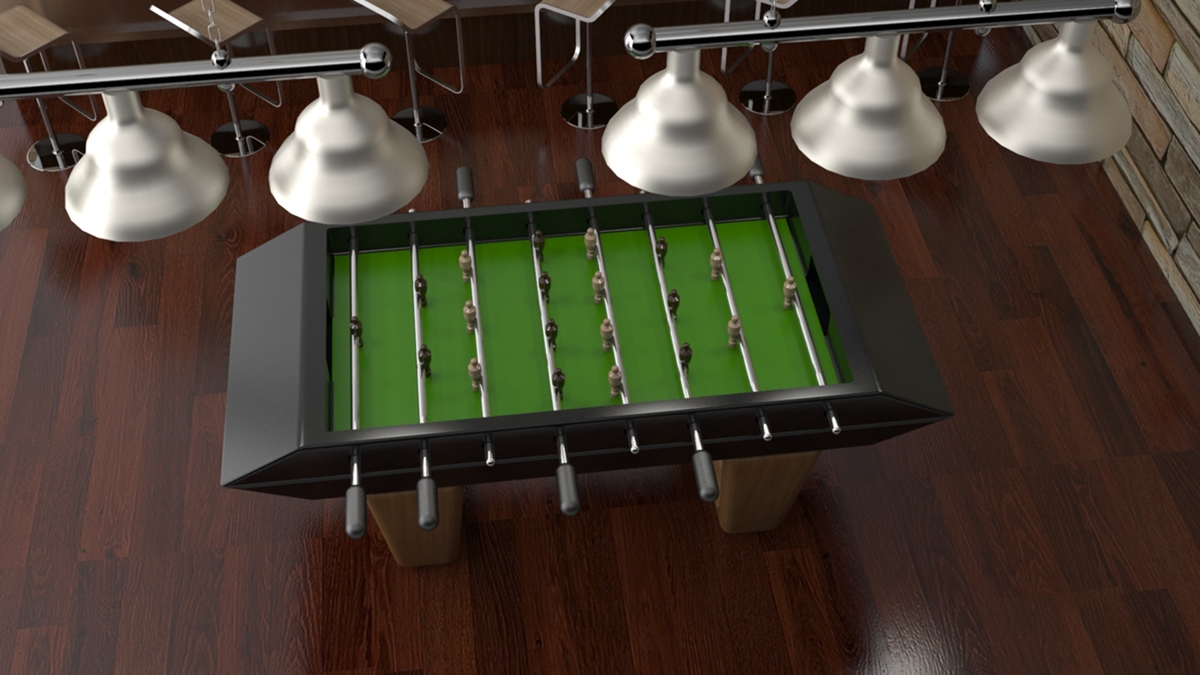 3D soccer table futbolín
