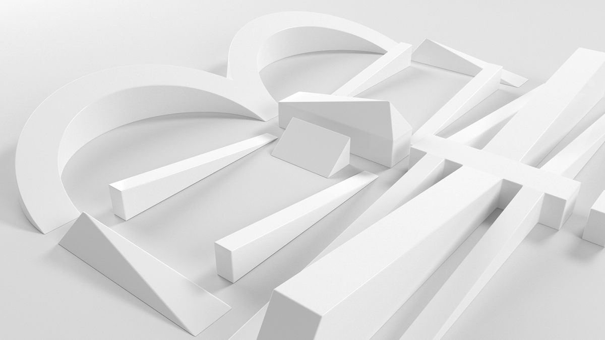 Adobe Portfolio type 3DType 3D CGI lettering structure abstract minimal White