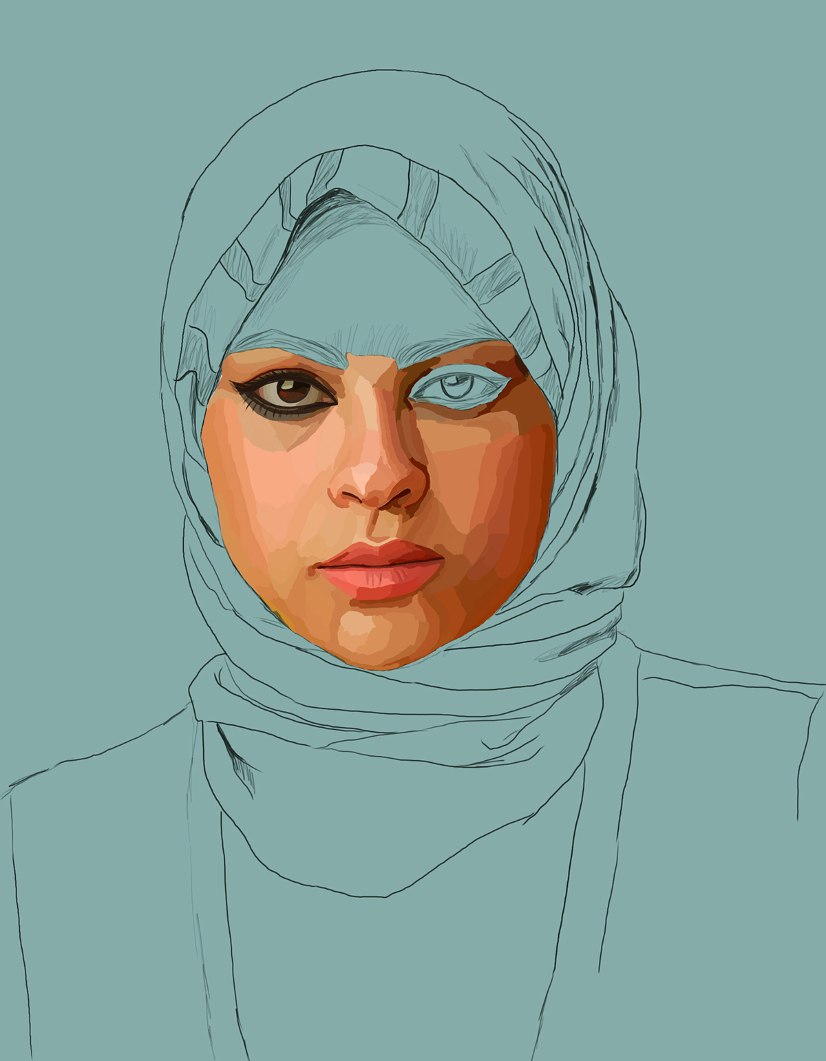 digital painting faces egyptian girl