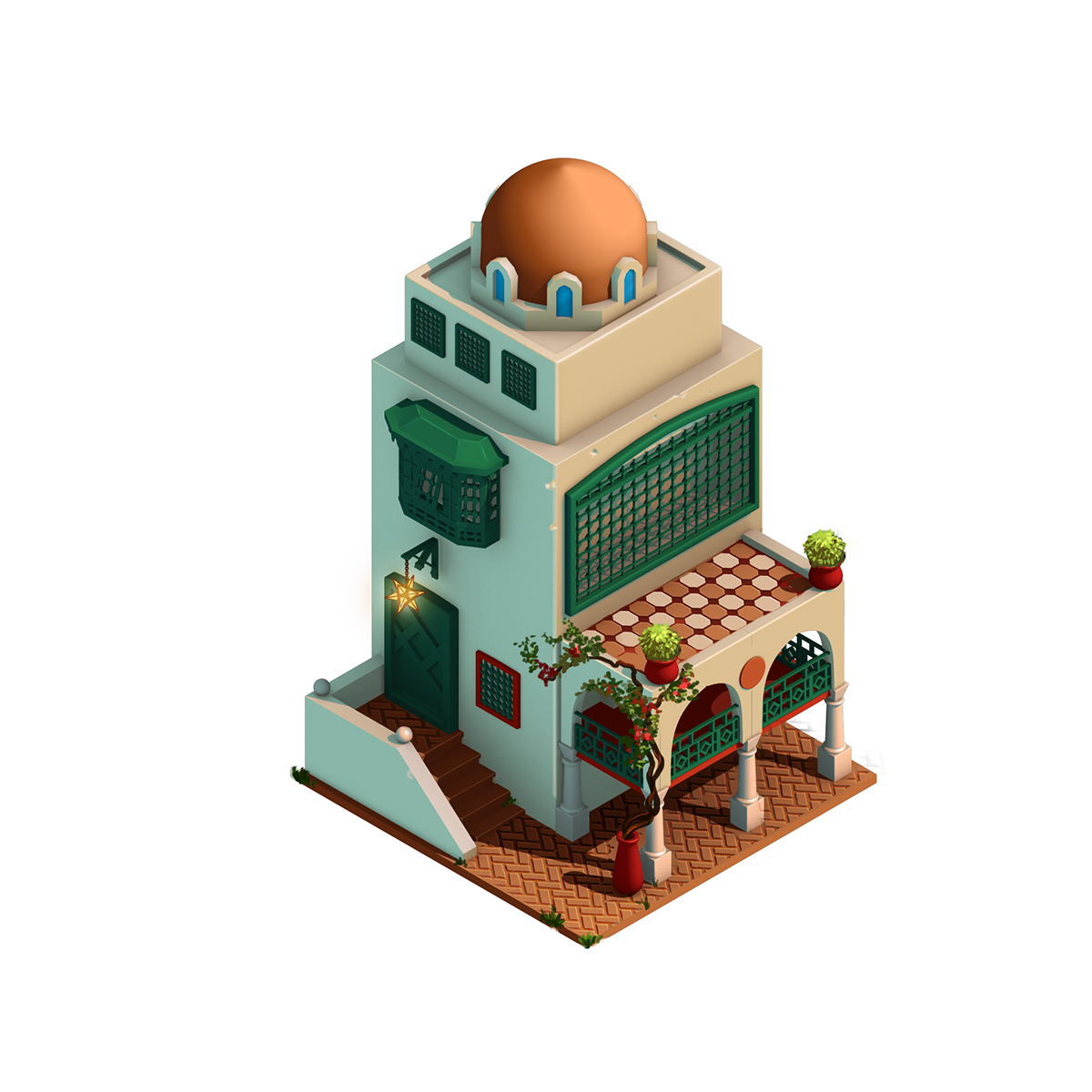 facebook game Isometric building modeling 3D