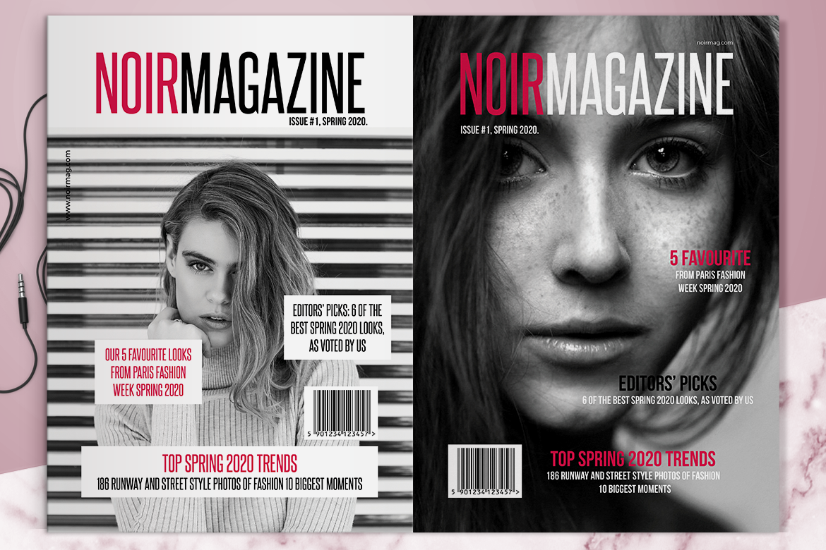 Fashion  noir pink modern magazine girls cover print