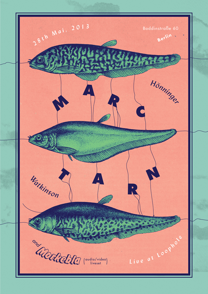concert  Performance  show  gig  Berlin  loophole  germany  poster  poster design  fish   flying fish  Pink   green  surreal  surrealism