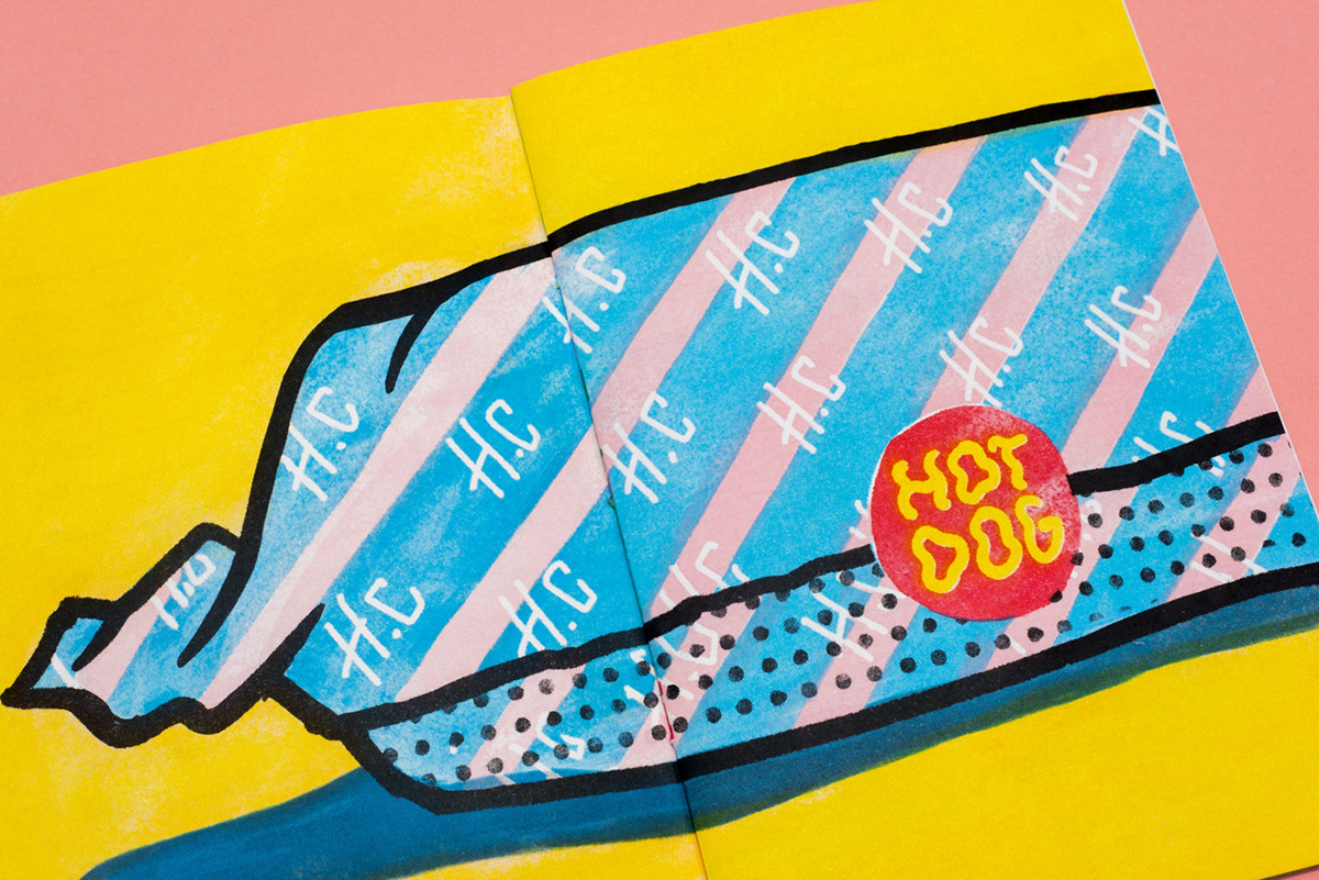 hotdog graphic design  ILLUSTRATION  Zine  art zine book Donuts risograph Riso howlt