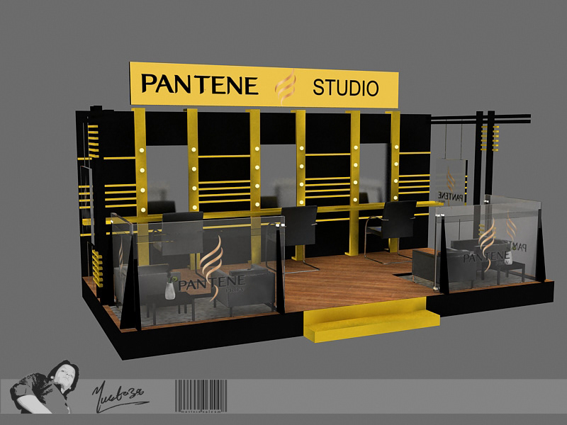 PANTENE shampoo design Interior new cool brand stall Kiosk booth 3D vray Render