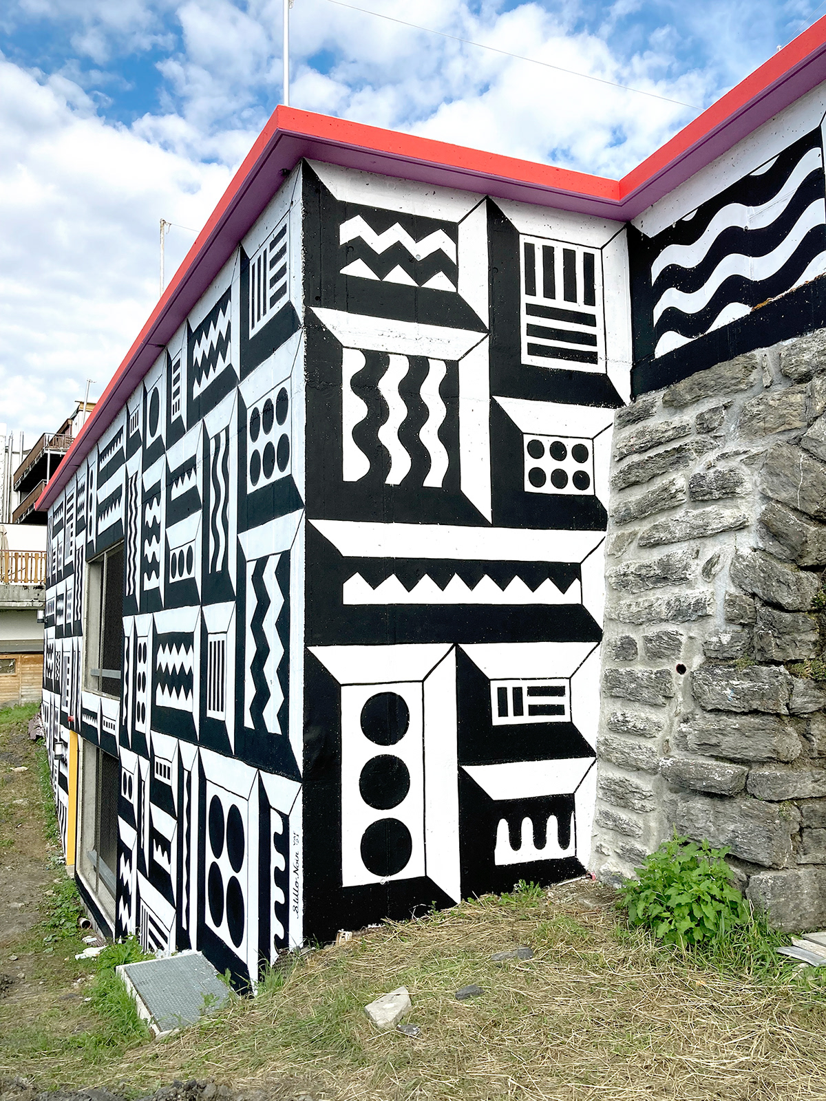 absract black and white geometric Mural opart opticalillusion painting   pattern streetart Urbanart