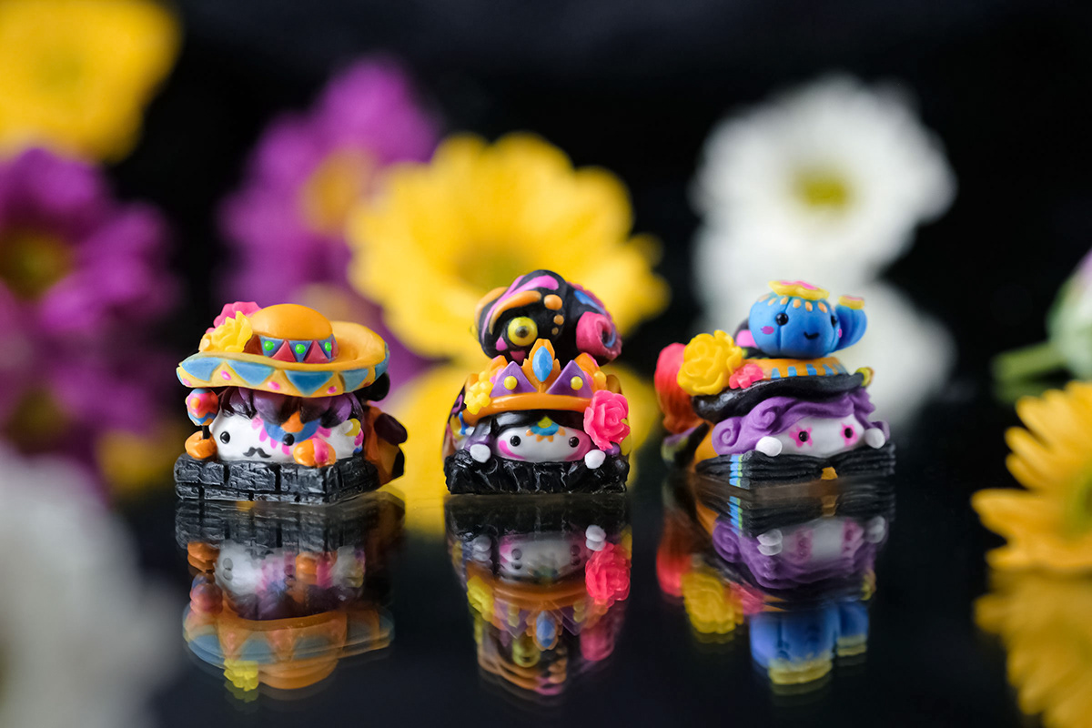 artisan charcater Computer hancrafted keycaps magnet mechanical keyboard  Prinecess product design  mictlan