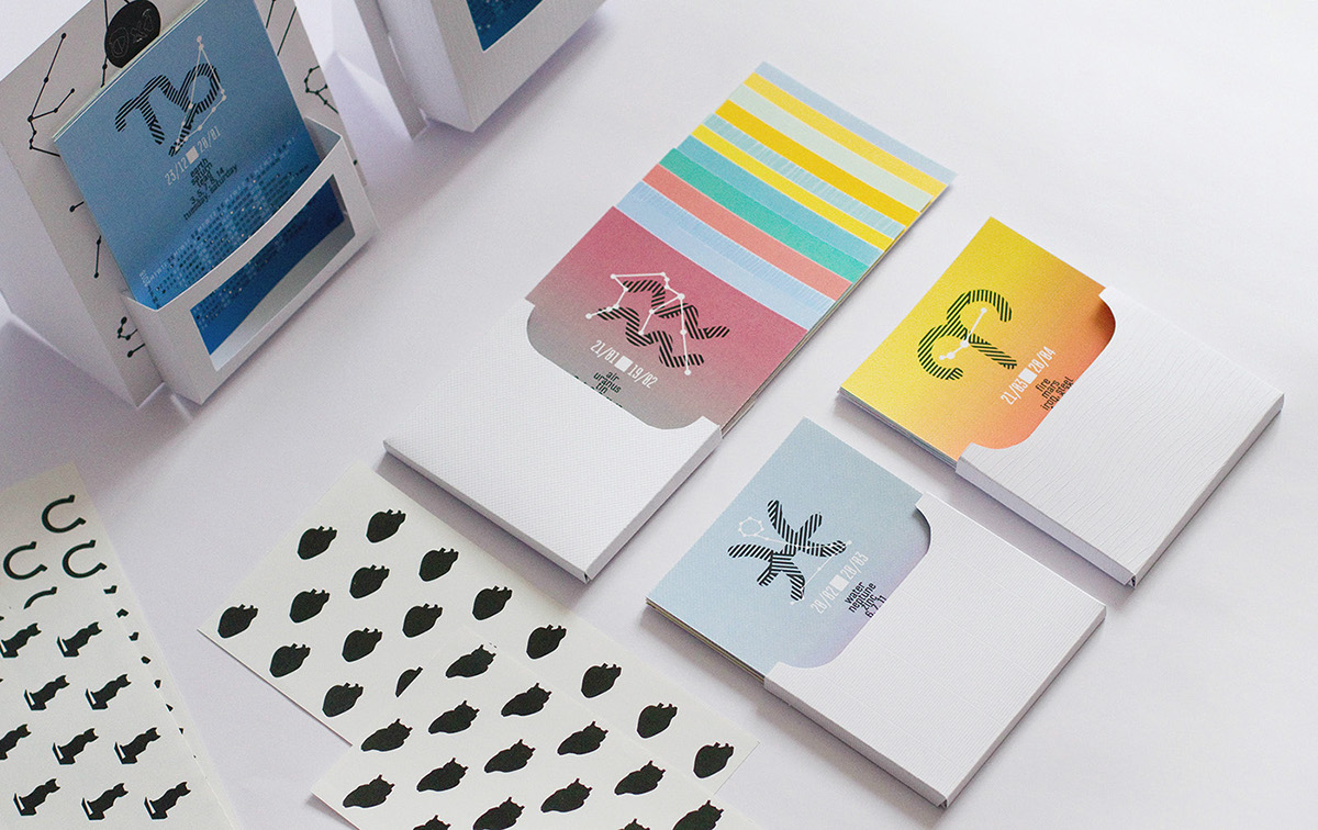 oxi design packing calendar zodiac gradient print календарь дизайн galaxy