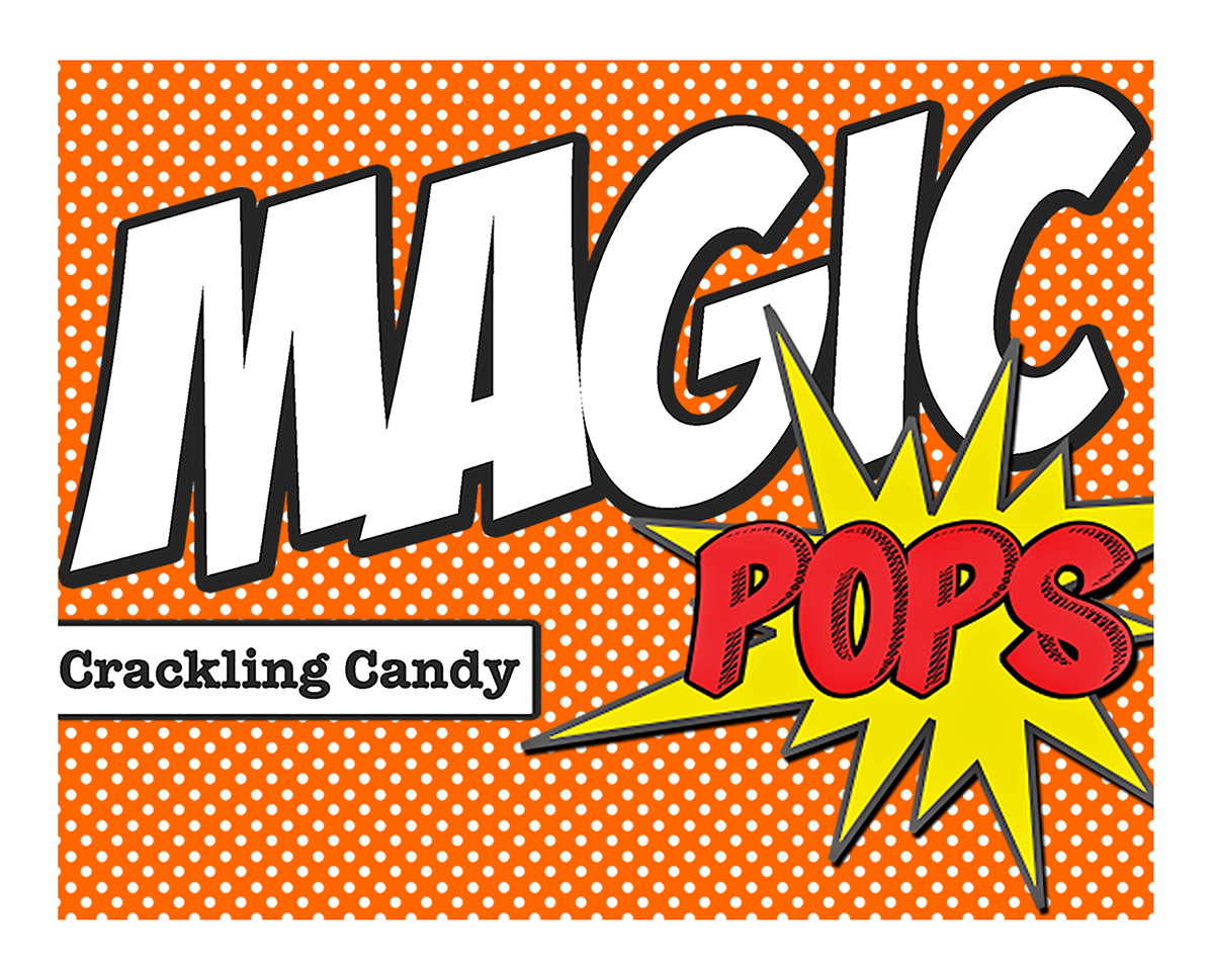 Pop rocks magic pops crackling candy rebranding Pop Art comic art