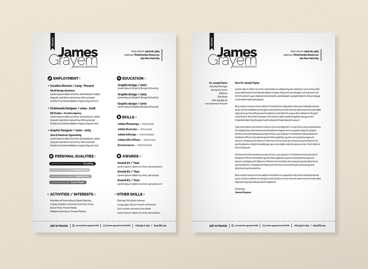 Curriculum Vitae CV design docx minimalist modern ms word resume print template reference Resume