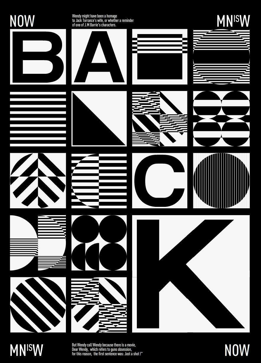 Poster composed of symbols, patterns and graphic elements