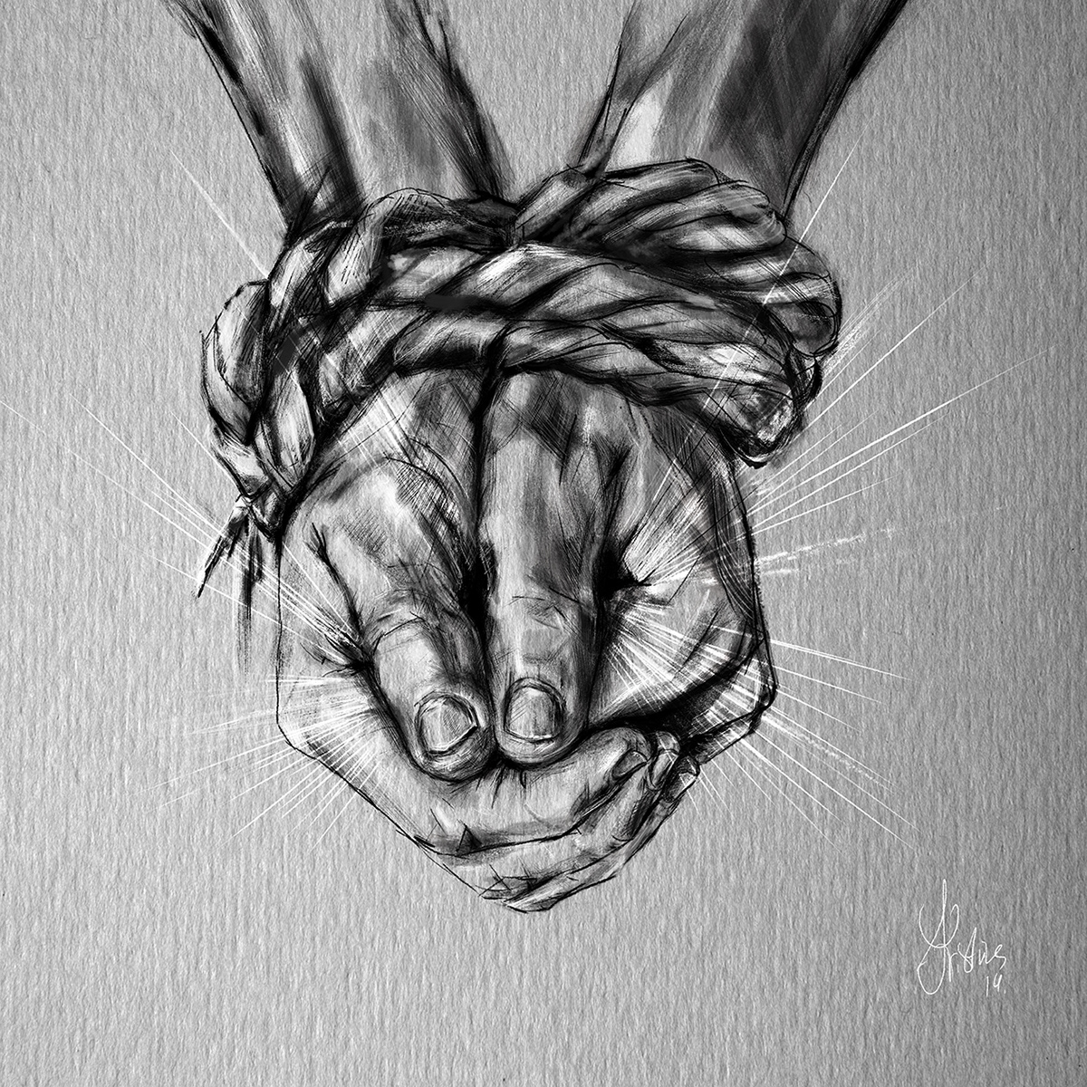 tied hands hands rope