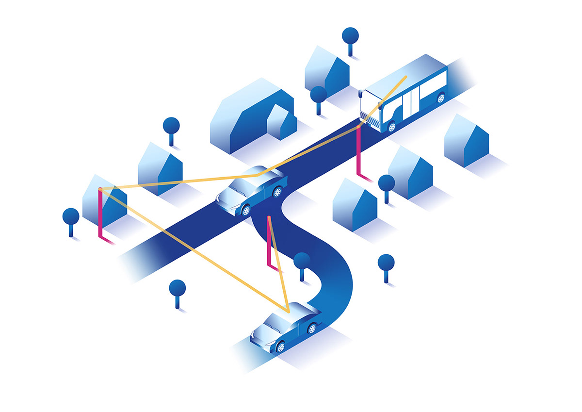Isometric ISO bright colourful colorful movement explainer Technology wireless wifi connection