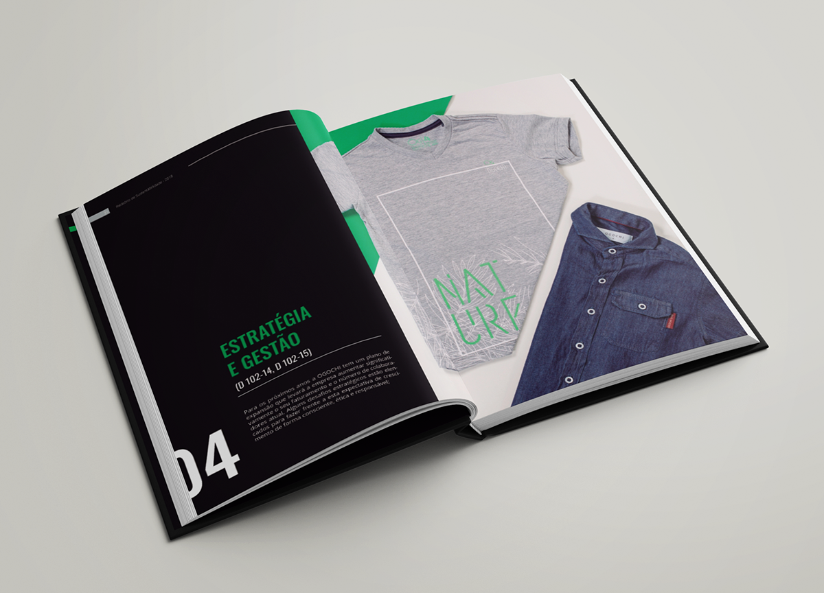 anual report Fashion Industry Layout black green Relatório moda modamasculina industria Diagrama