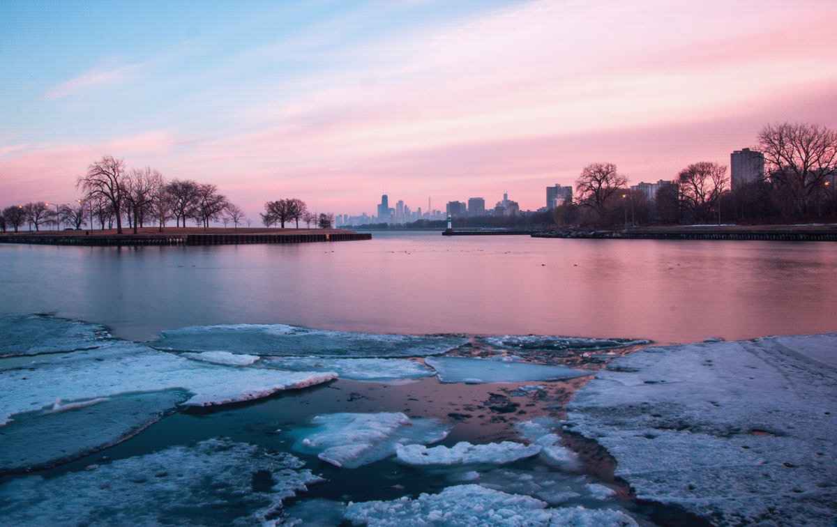 chicago Montrose Harbor sunset long exposure HDR