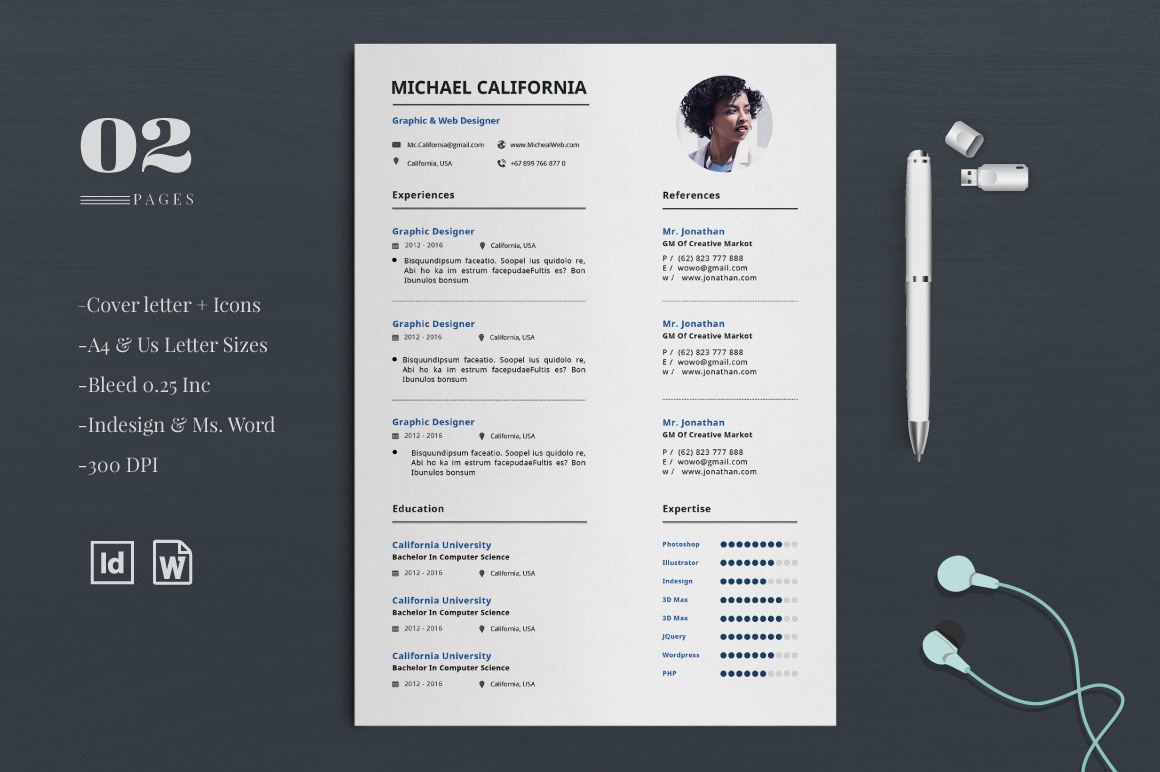 Resume CV Curriculum Vitae job cv Miicrosoft Word Adobe InDesign minimalist clean cv clean resume
