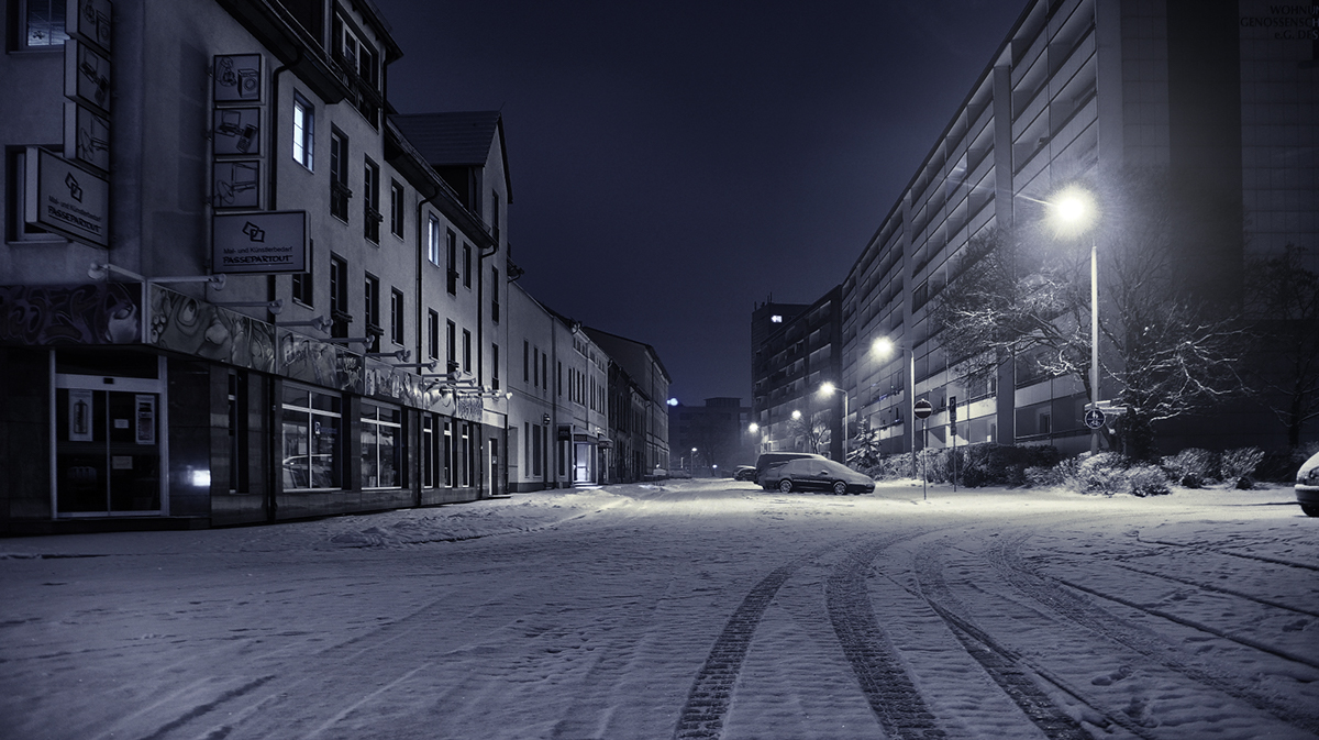 dessau winter snow night