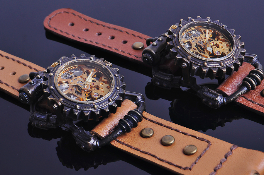 STEAMPUNK watch vintage brass leather craft handmade