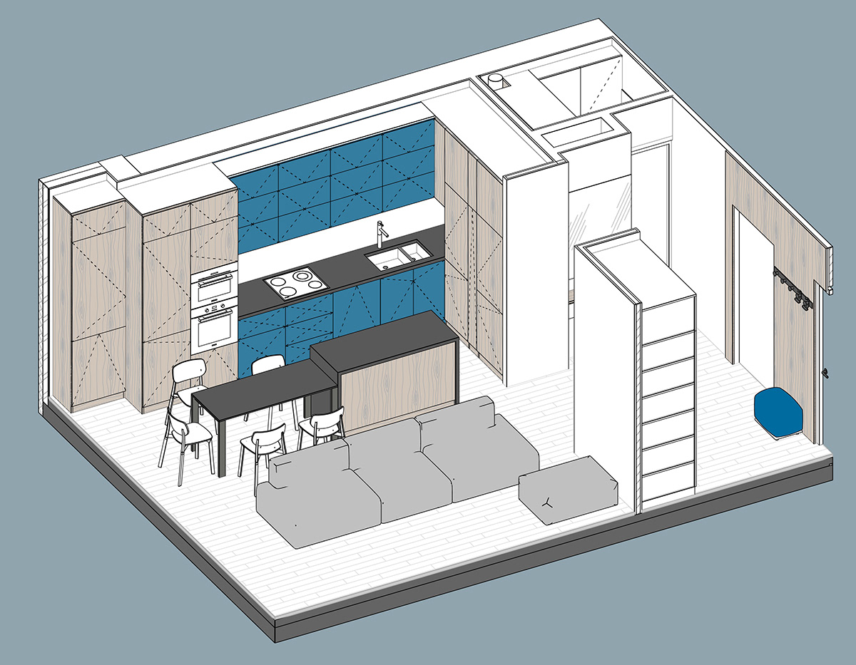 Drawing  revit architecture 3D interior design 