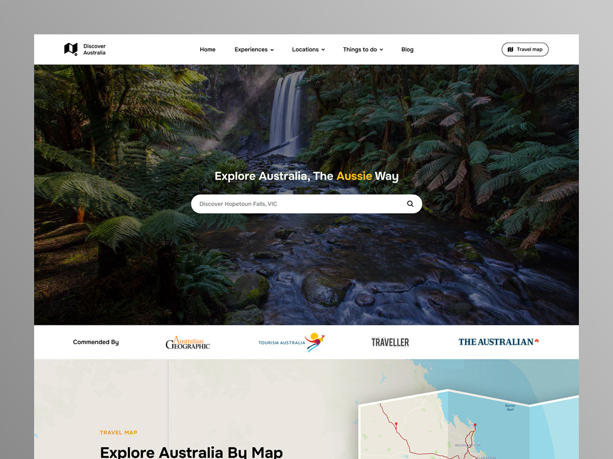 Australia design logo tourism UI ux Web Web Design  Website Website Design