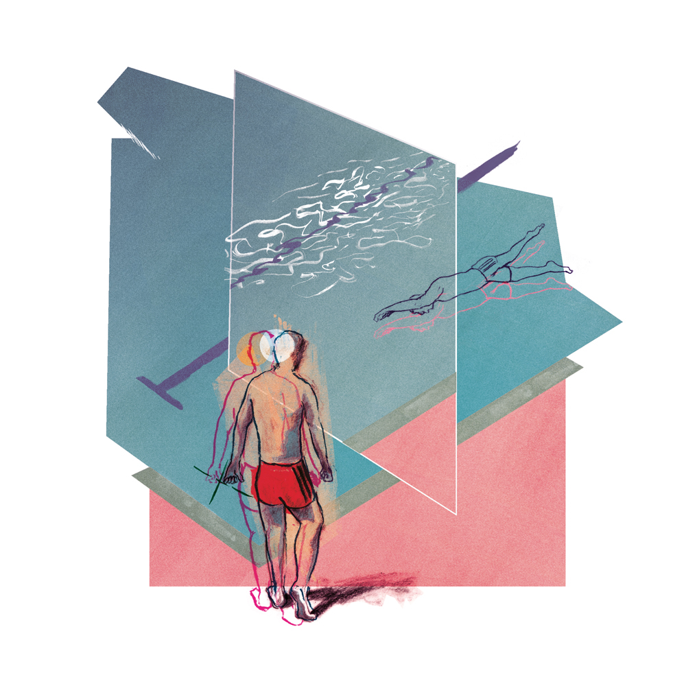 Deja Vu swimming pool diver water Memory giclee print