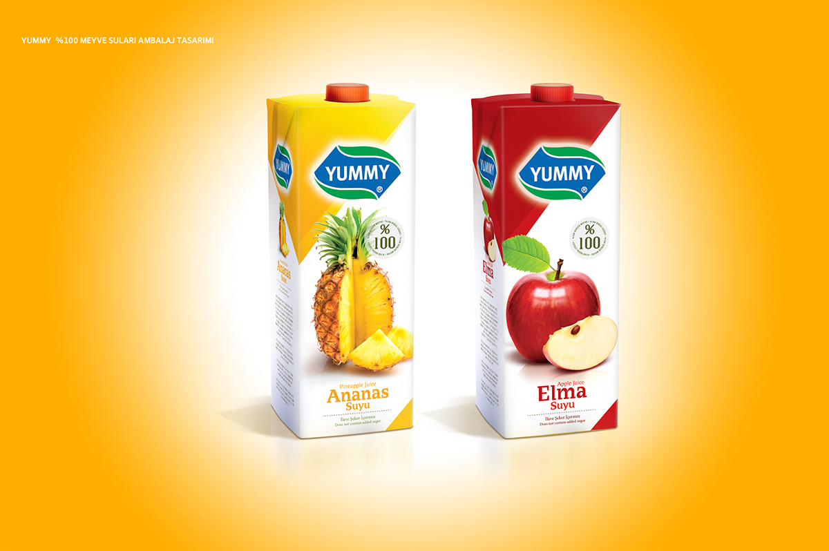 deryanaymanlar yummy Fruit juice Meyve Suyu ananas apple Pineapple elma ambalaj Packaging Label etiket tasarım grafik