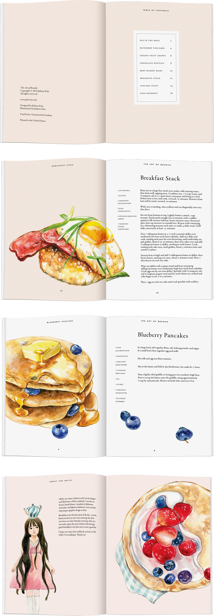 Food  food illustration brunch breakfast watercolor pancakes bacon waffle lunch picnic risd Franz Werner