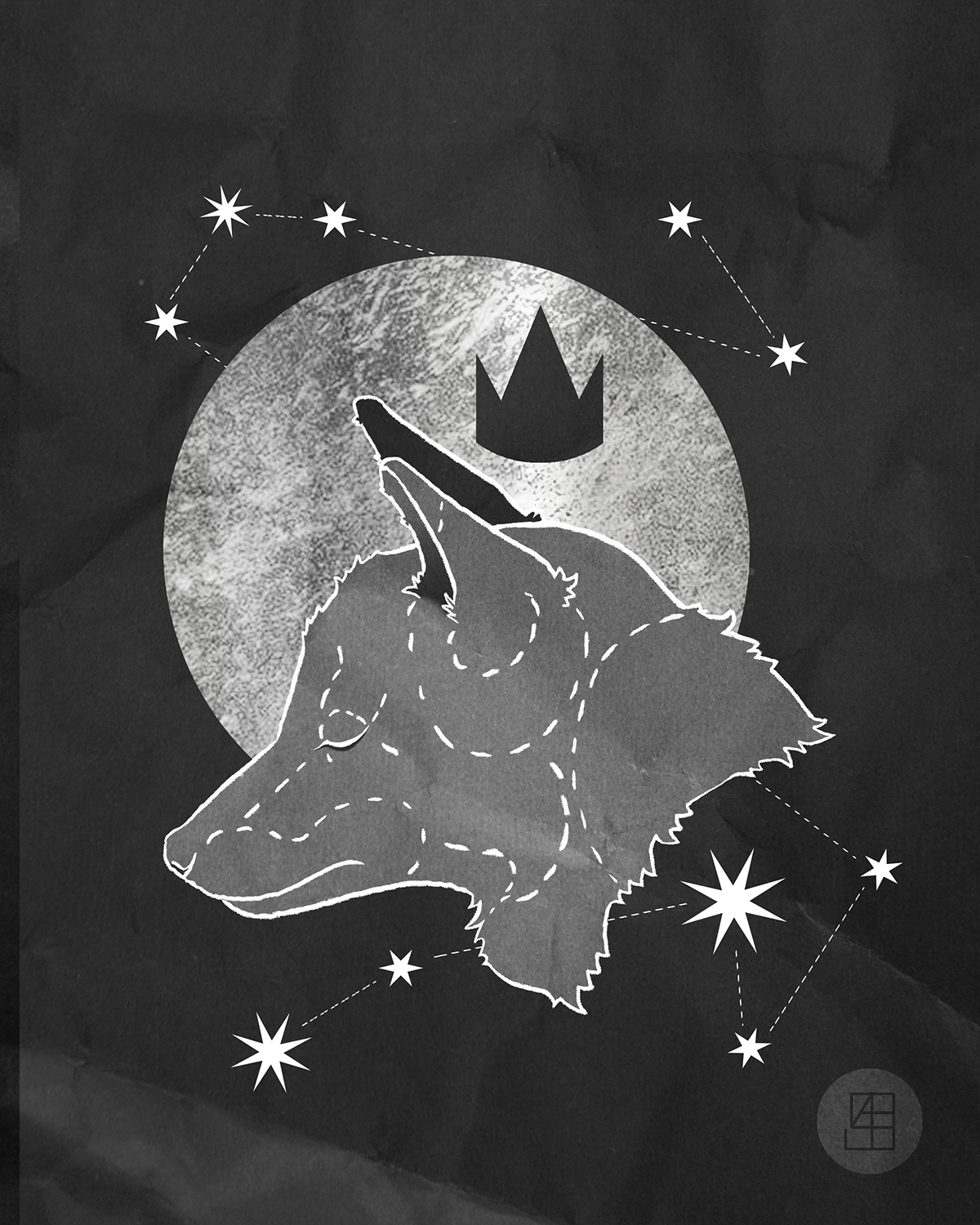rabbit deer FOX wolf stars Constellations Digital Art  ILLUSTRATION 
