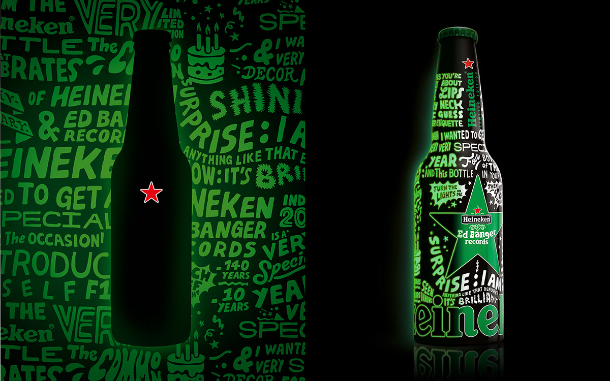 Packaging limited edition branding  bottle heineken music green ed banger