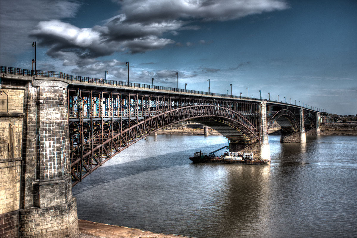bridge st. louis Eads Bridge Mississippi river boat Barge