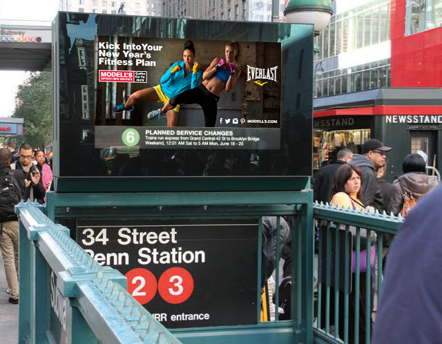 Everlast Giam OOH Urbann Panels Modell's Sporting Goods MTA women's fitness