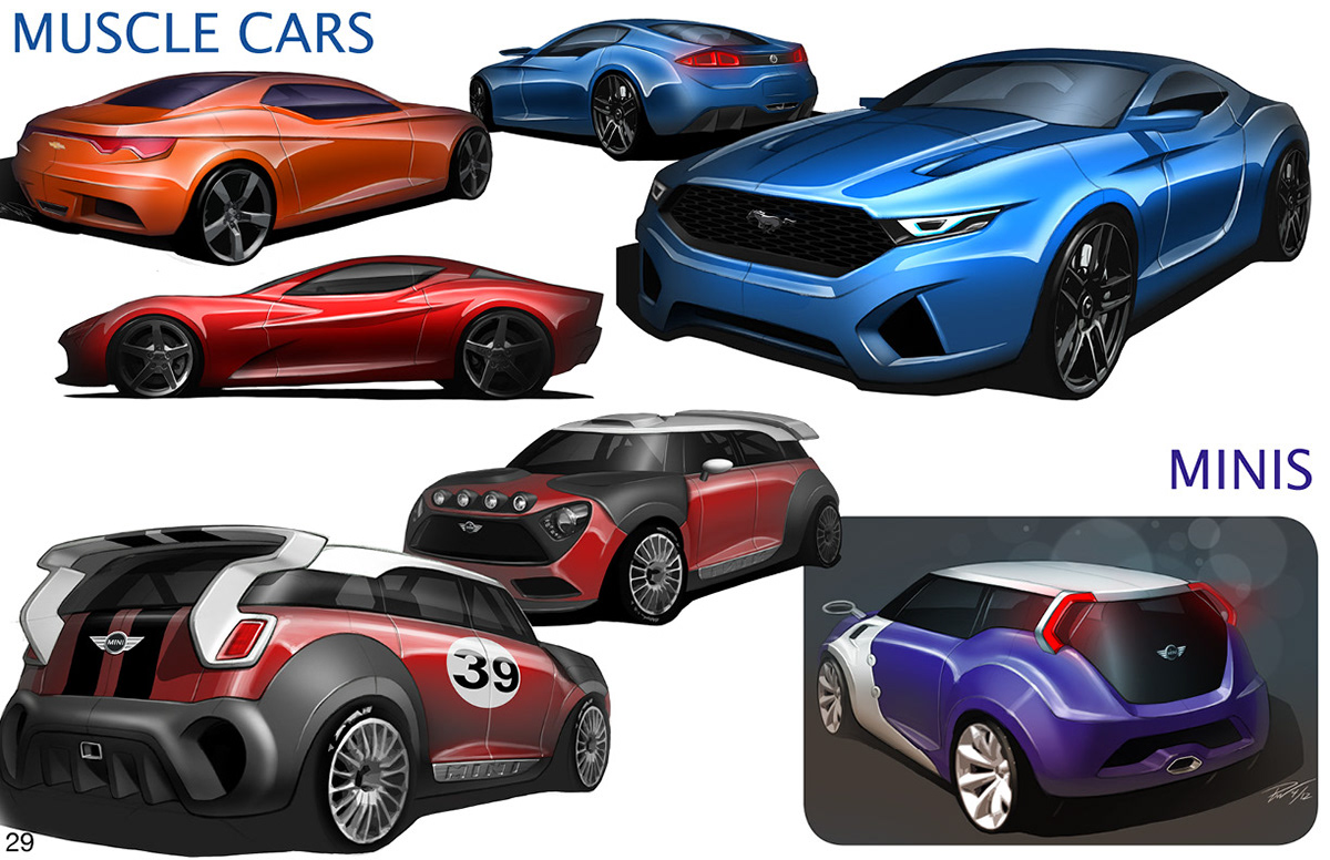 automotive   design industrial Cars Renderings sketches transportation