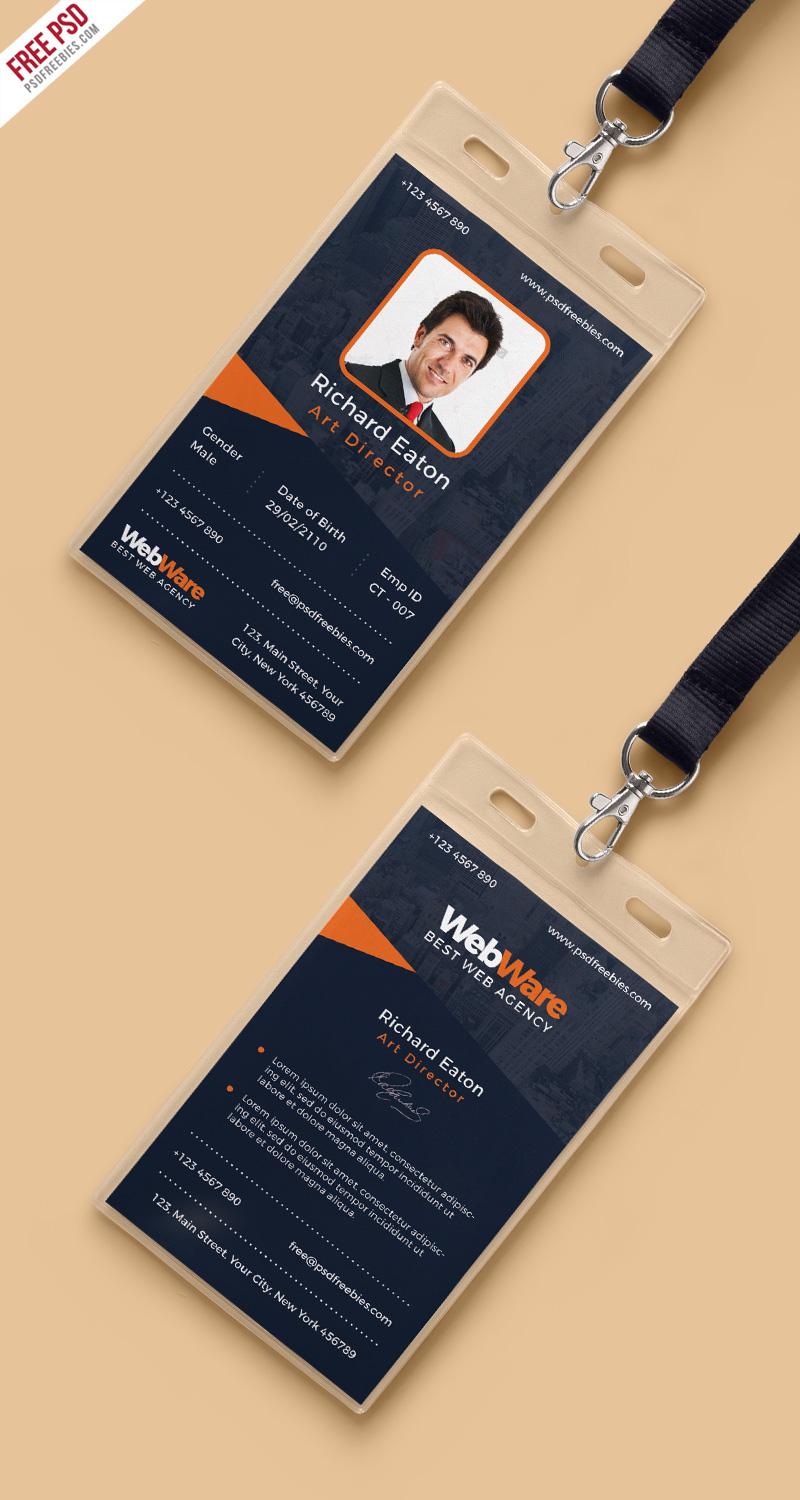 Free PSD : Vertical Company Identity Card Template PSD on Behance Regarding Company Id Card Design Template