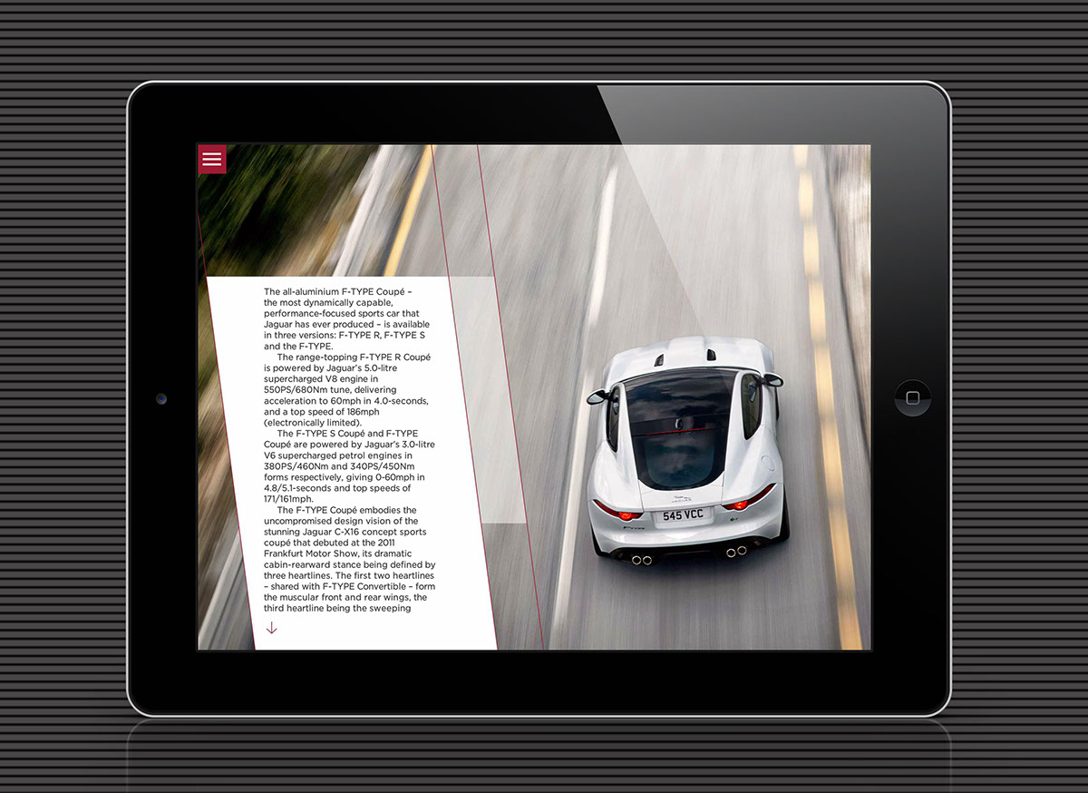 Adobe Portfolio jaguar automotive   iPad ios app coupe los angeles auto Show