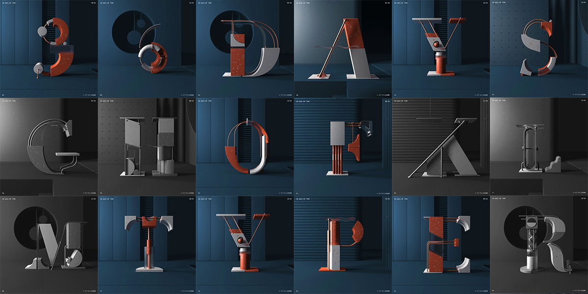 letters 36days alphabet 3D composition setdesign Bloc construction
