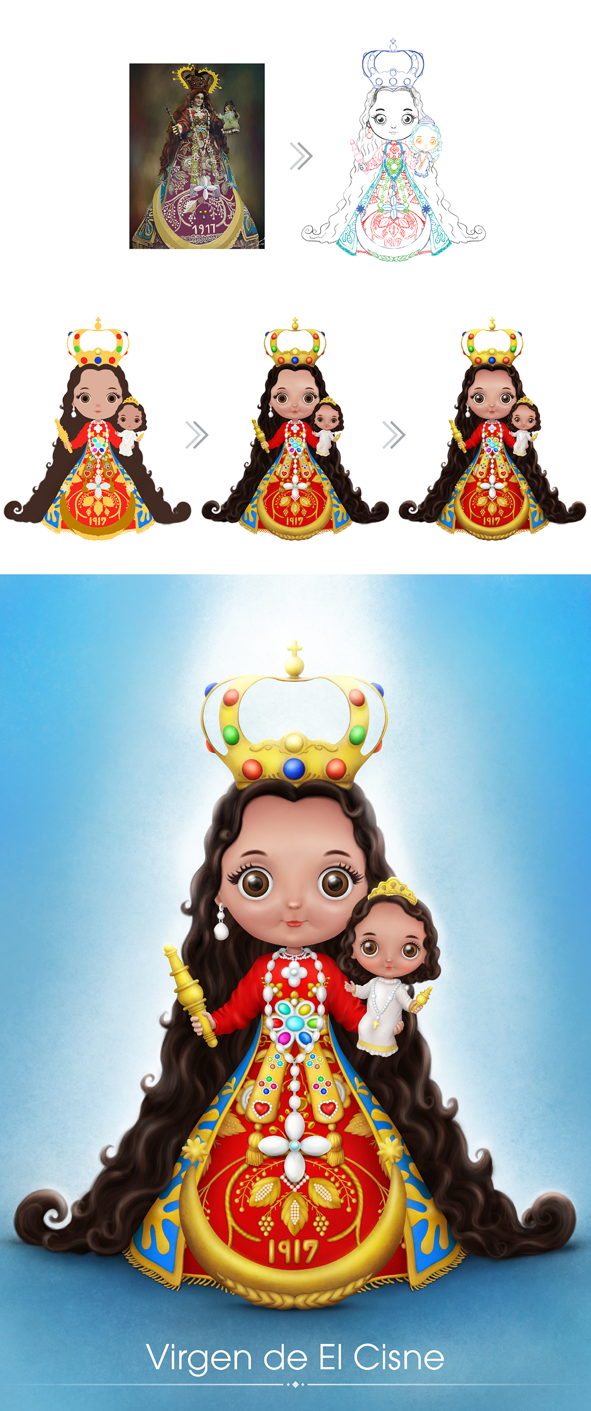 muñeca virgen vestido Iconografia religion infantil