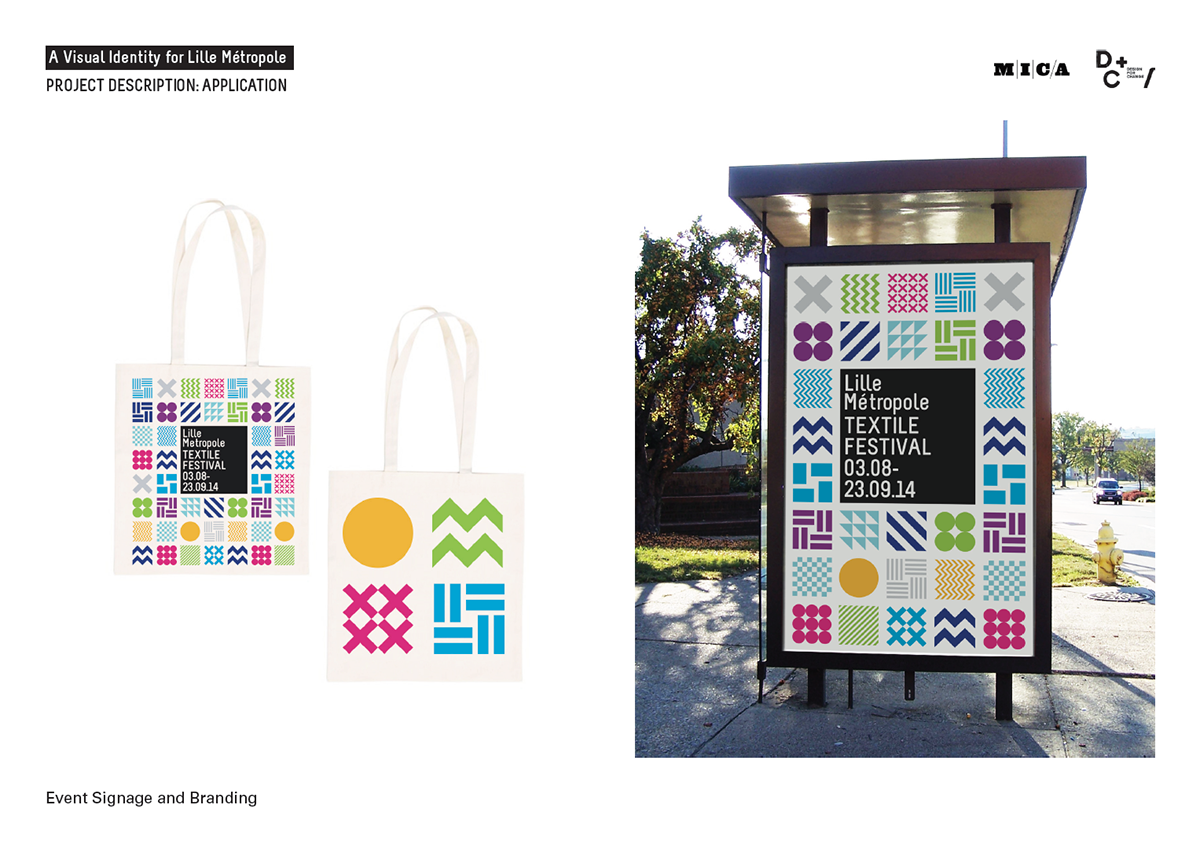 pattern textile water lille france brand identity iterative identity flexible identity Competition Signage transportation system city identity Tote Bags