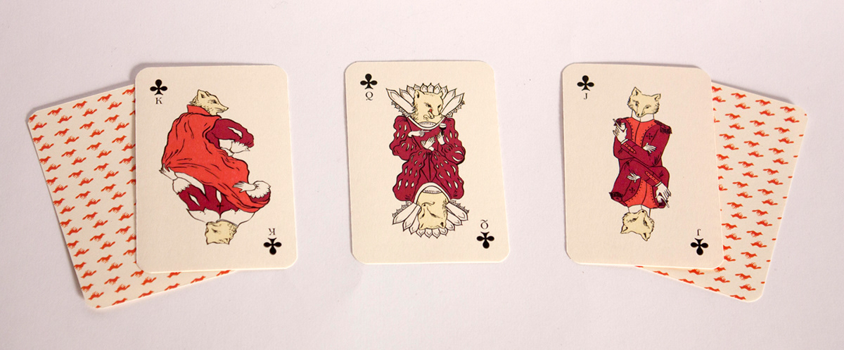 fools with epaulettes FOX fox characters  playing cards animal characters Mariya Karpenko