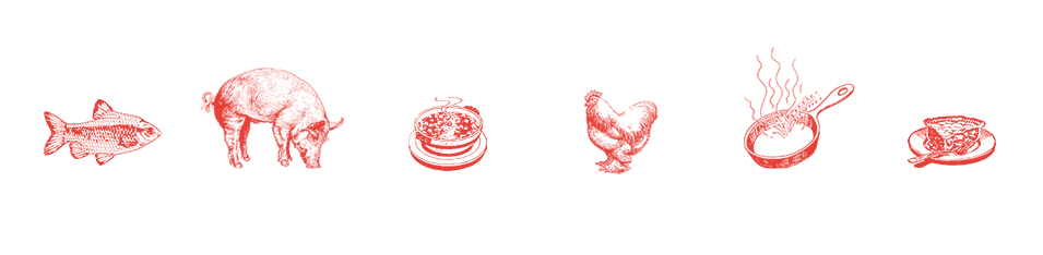 thorvalds menu menucard illustrations animal restaurant organic brand red Web oldschool paper Food 