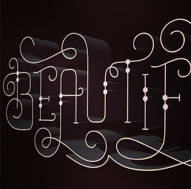 Handlettering type Script shadow shadowtype 3D lettering feminine curls Swirls hand-lettering