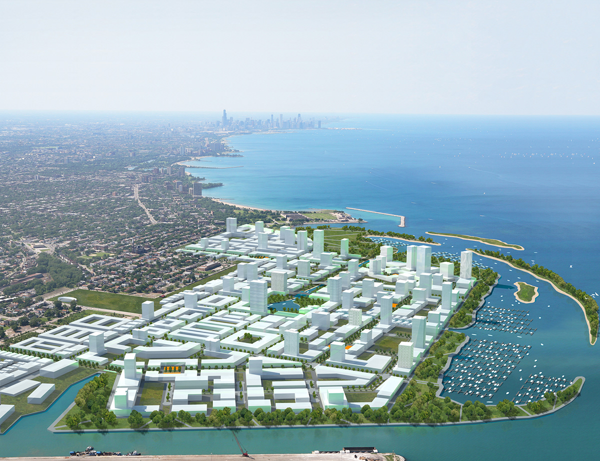 chicago Lakeside Masterplan 3d modeling rendering Urban