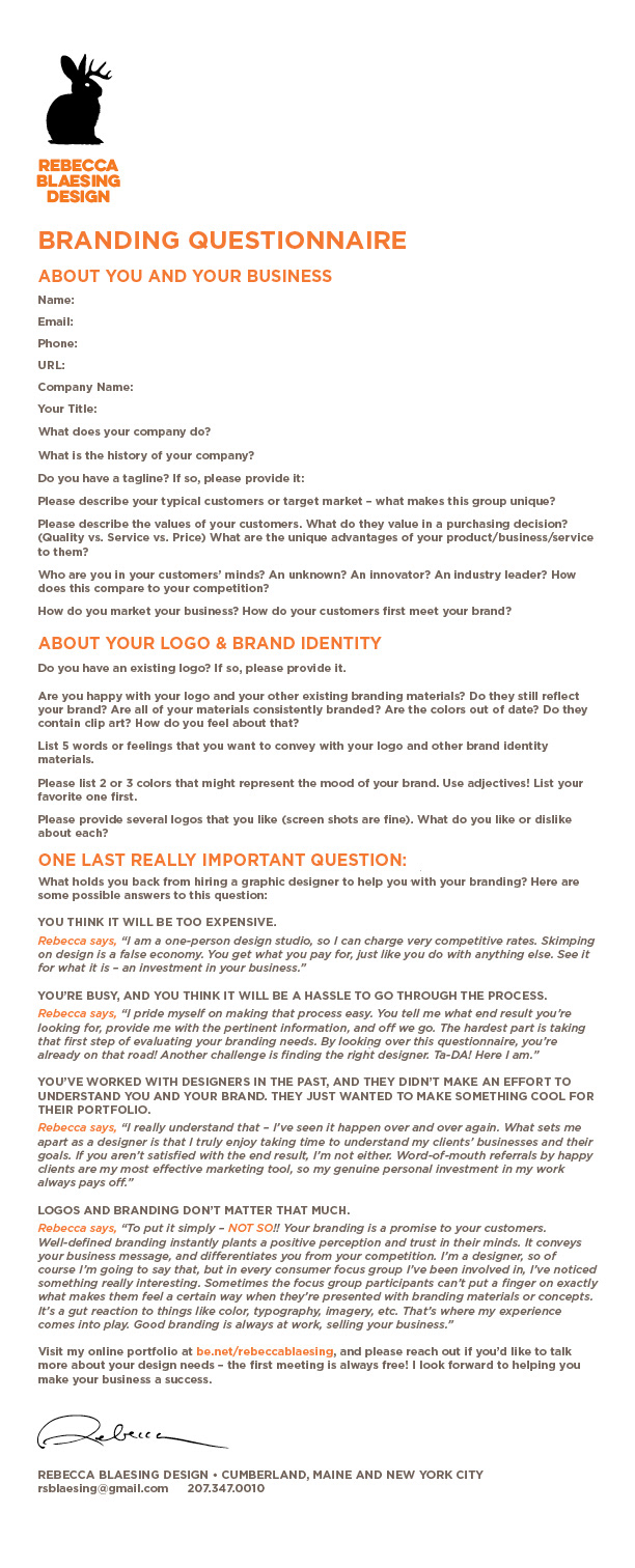 branding questionnaire