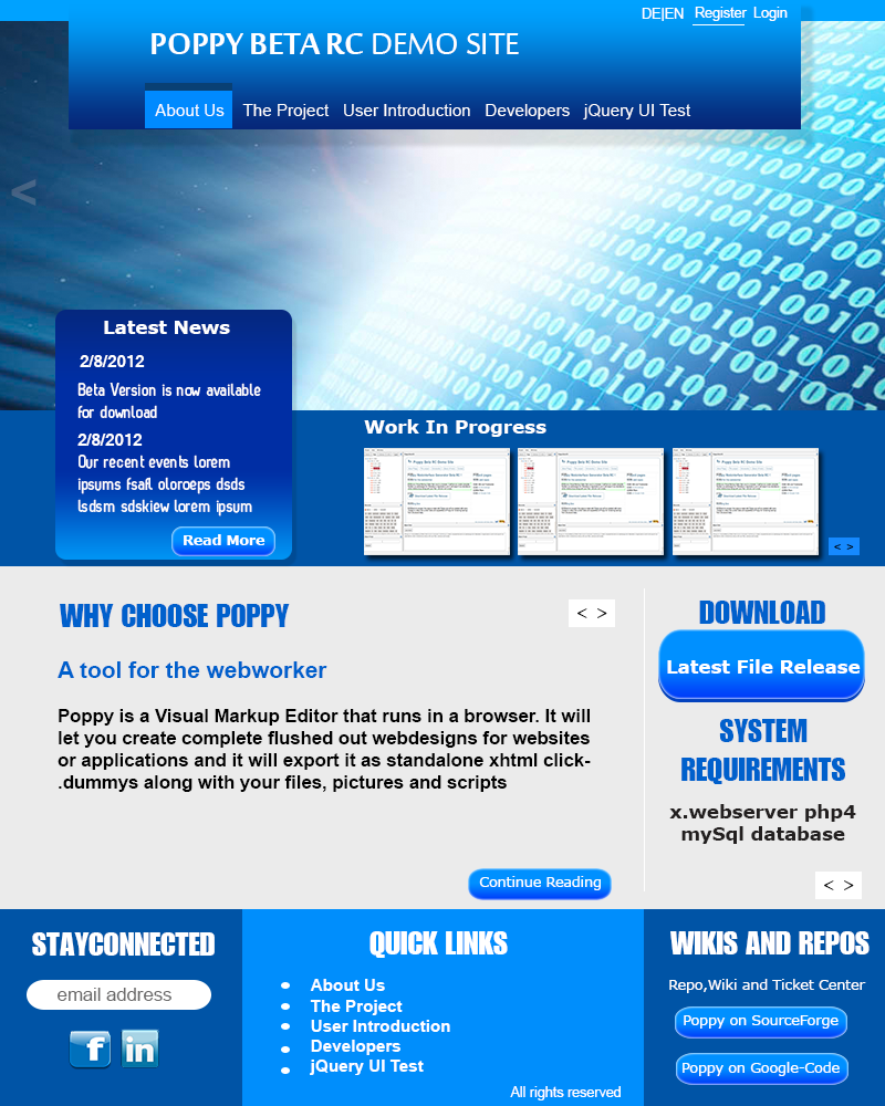 Webdesign css visual editor Interface Website