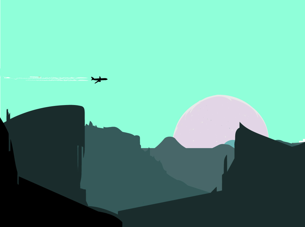 poster design abstract minimalist flight Landscape mountains adventure clean graphic