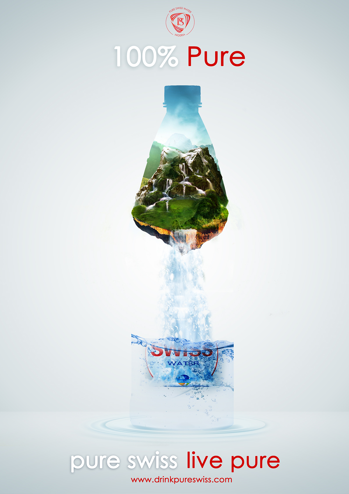 ad  water  Pure swiss natural bottle advert fresh brand beverages drink
