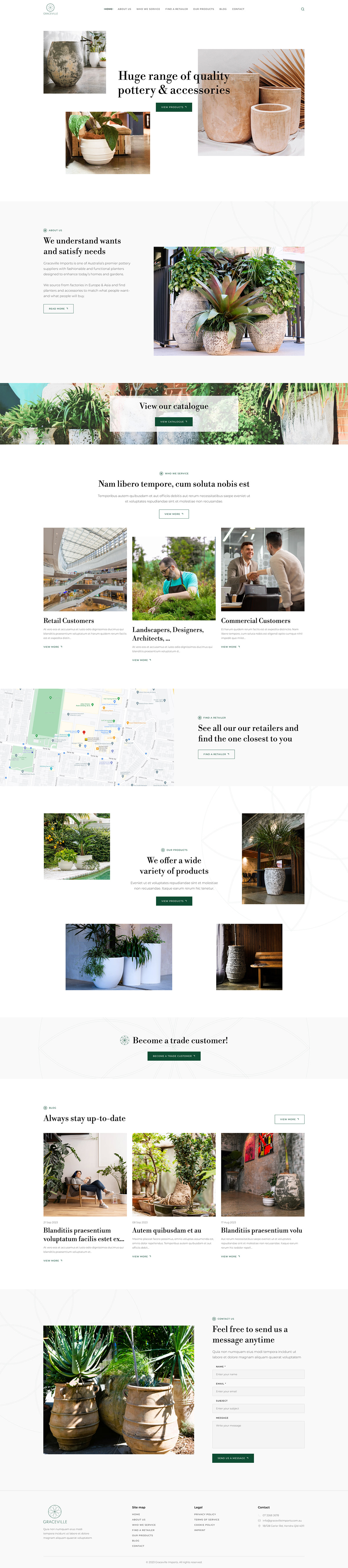 design Web Design  UI/UX Interface homepage Website Pottery Pots plants botanical