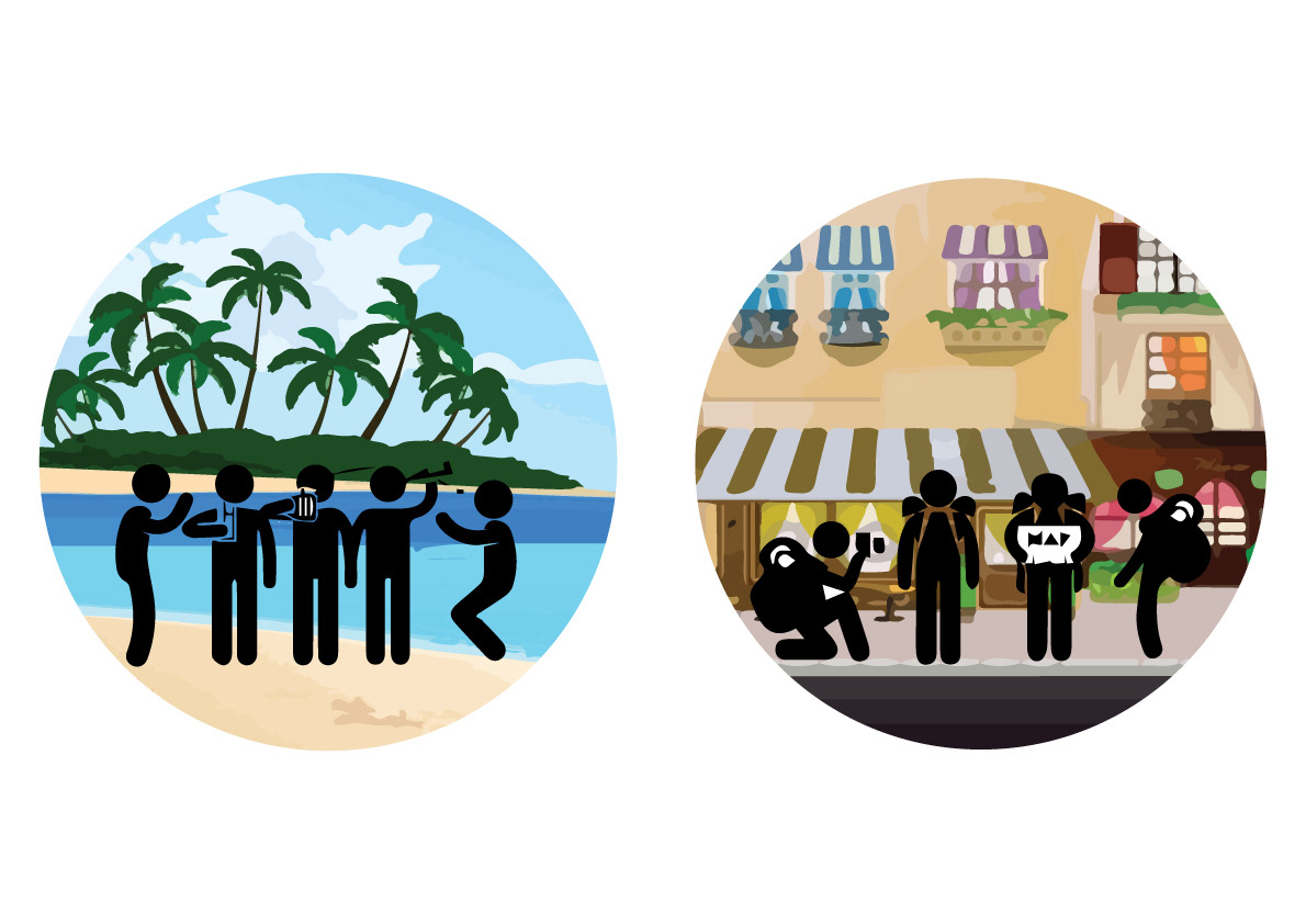 pictogram Label beach Backpacker Lads Holiday